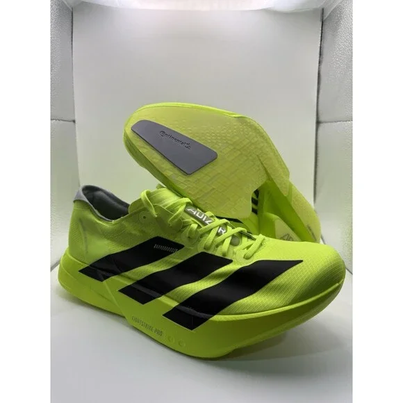 New Men’s Adidas Adizero Adios Pro 4 Lucid Lemon Black Size 12 JR6364
